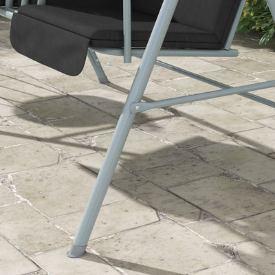 Outsunny 2 Seater Garden Swing Chair Patio Rocking Bench w/ Tilting Canopy, Double Padded Seats, Storage Bag and Tray, Black 
