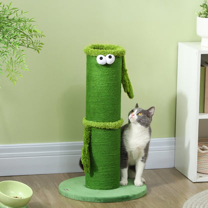 PawHut 63cm Cat Scratching Post for Indoor Cats, with Sisal Rope Cover, Large Base, Green 