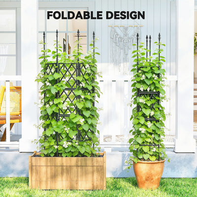 Outsunny Foldable Garden Trellis, Lattice Climbing Support Trellis for Garden, DIY Assembly, 85 x 197 cm, Black 