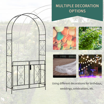 Outsunny Decorative Garden Arch, with Gate - Black 