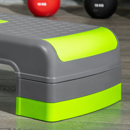 HOMCOM Aerobic Step with 3-Level Adjustable Heights for Home, Office Exercise, Grey and Green 
