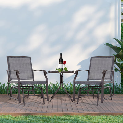 Outsunny Glider Rocking Chair & Table Set 2 Single Seaters Rocker Garden Swing Chair Patio Furniture Bistro Set Grey 