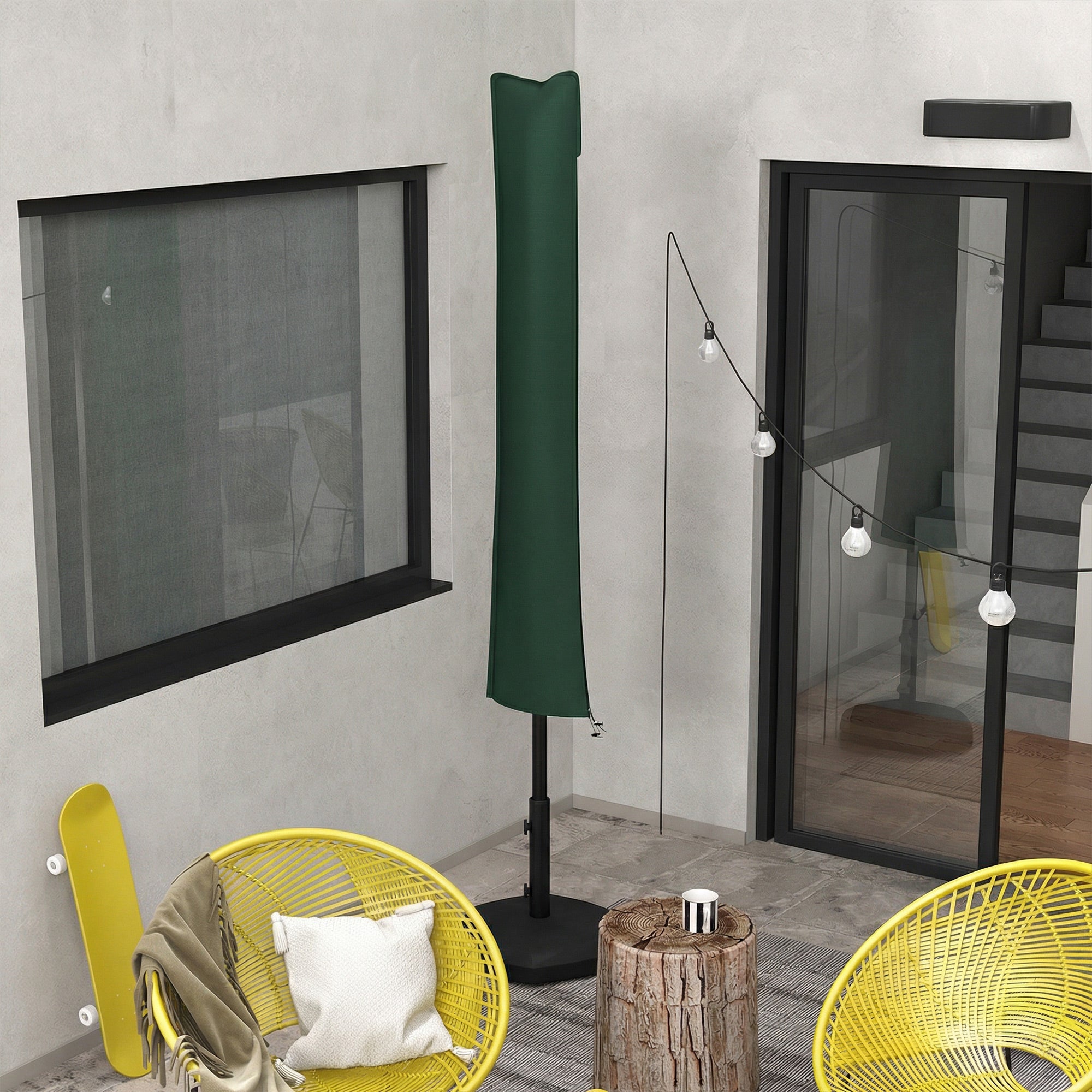 Outsunny Parasol Cover, Cantilever Umbrella Cover for 2-3.5 m Parasols, Banana Umbrella Protector with Zipper, Green 