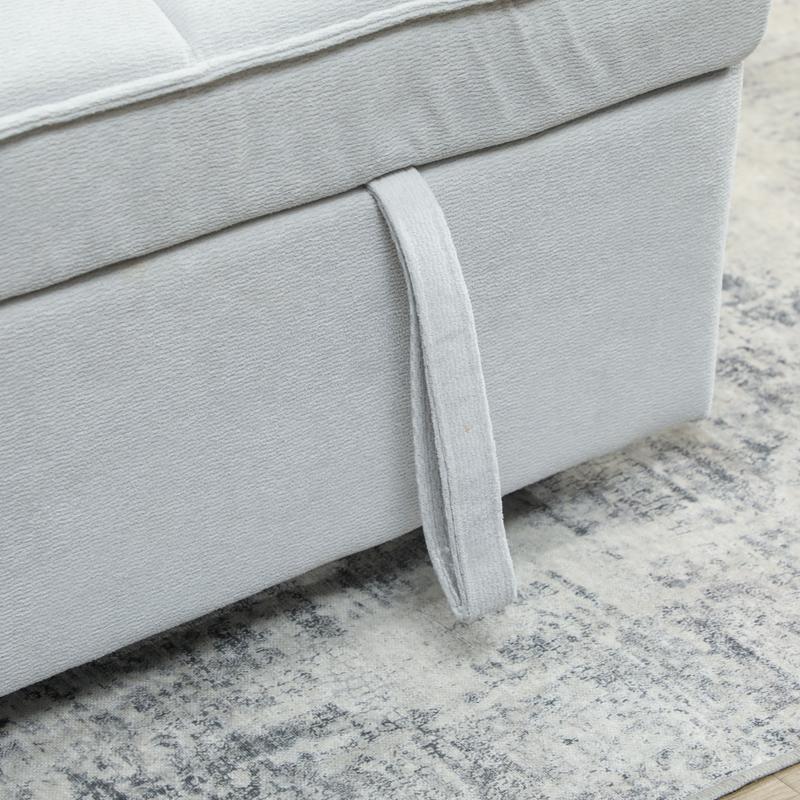 HOMCOM 2 Seater Sofa Bed, 3-in-1 Convertible Sleeper Sofa with Click-clack Adjustable Backrest and 2 Pillows, Light Grey 