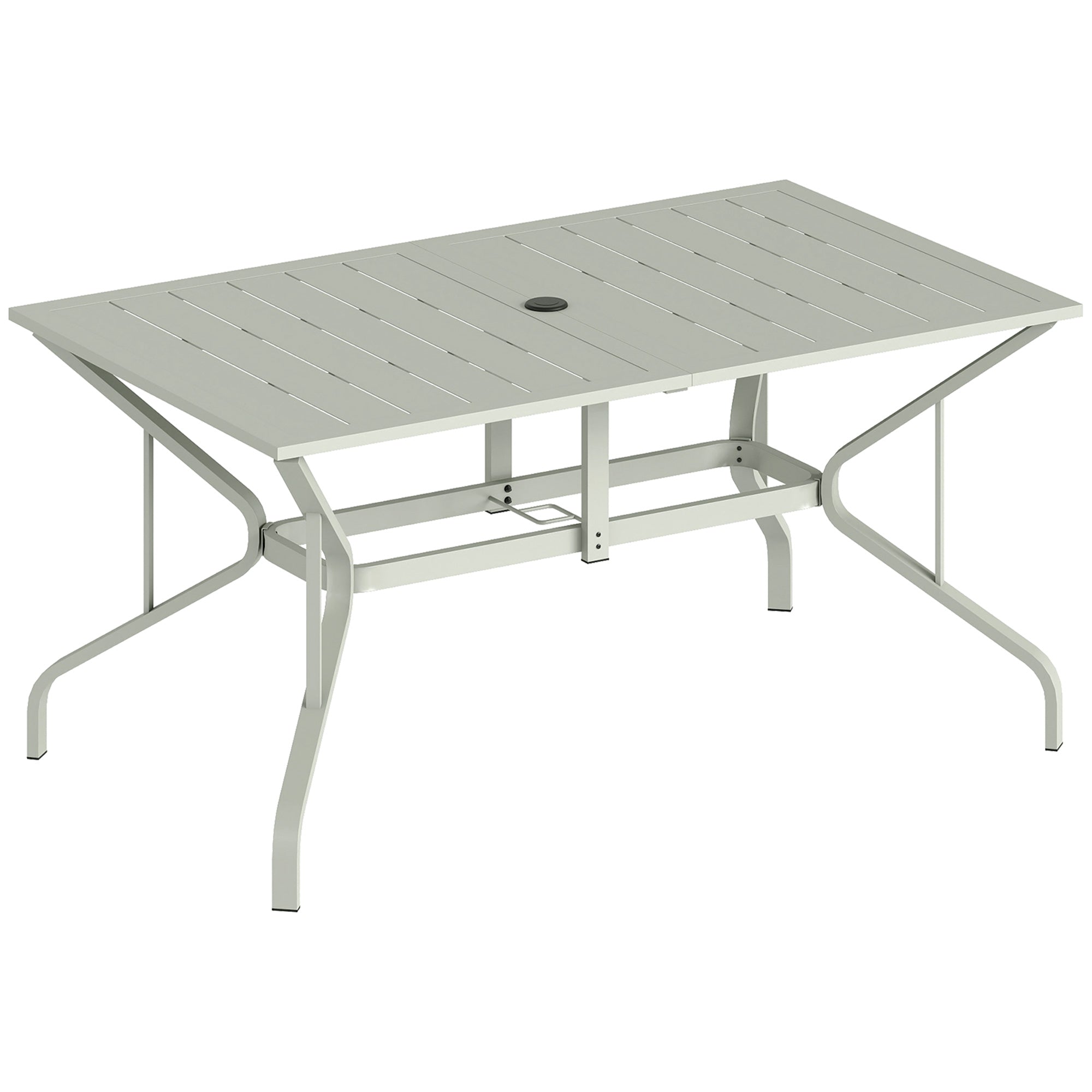 Outsunny Rectangle Garden Table with Parasol Hole, Outdoor Dining Table for 6, Patio Table for Balcony, 150cm x 90cm, Light Grey 