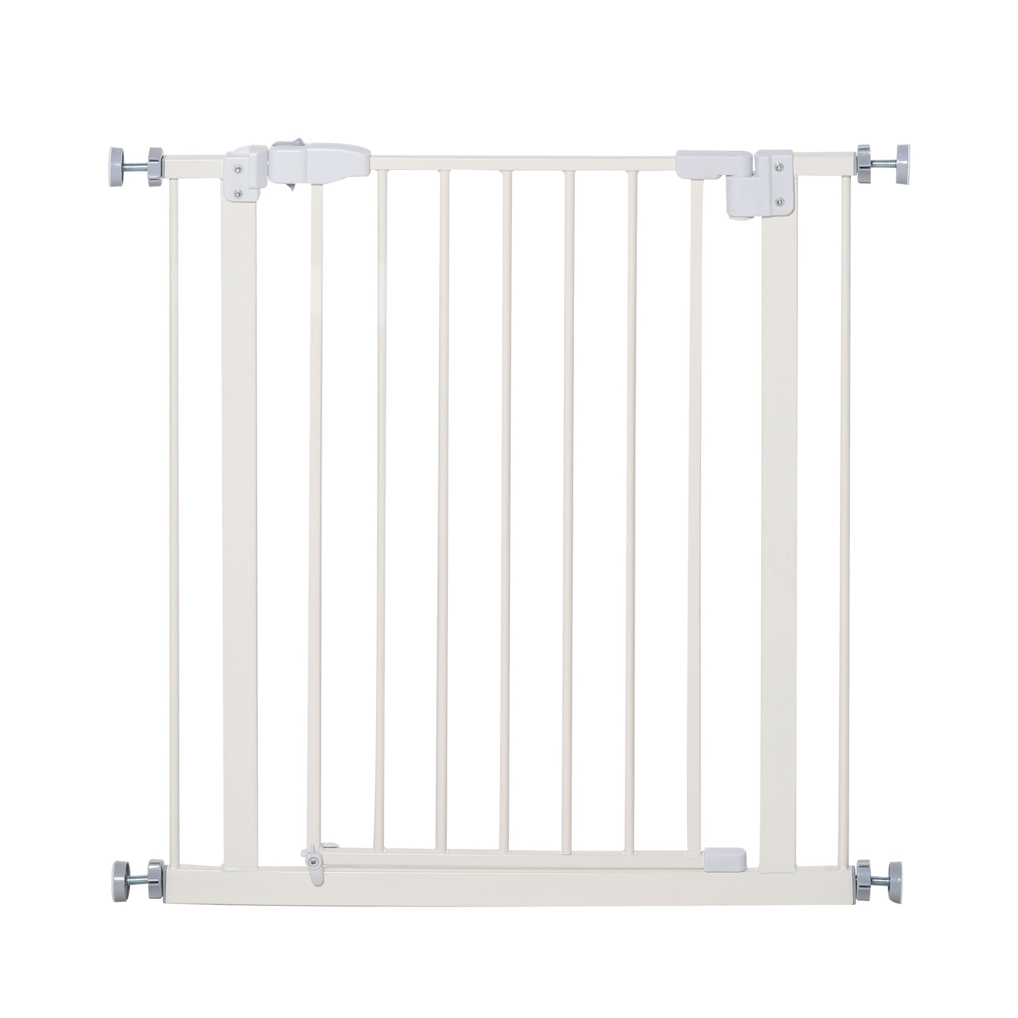 PawHut Pressure Fit Safety Gate, Adjustable Dog Gate, Pet Barrier for for Doorways, Staircases and Hallways with Auto Close, Double Locking, Opening 74-80cm, White 