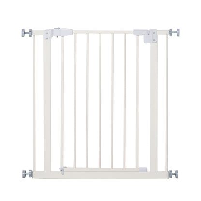 PawHut Pressure Fit Safety Gate, Adjustable Dog Gate, Pet Barrier for for Doorways, Staircases and Hallways with Auto Close, Double Locking, Opening 74-80cm, White 