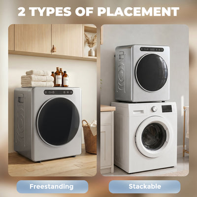 HOMCOM 5 kg Compact 40-60℃ Tumble Dryer - Silver Tone