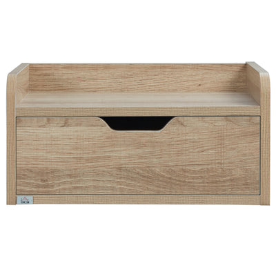 HOMCOM Floating Nightstand Set of 2 Wall Mounted Bedside Table with Storage Drawer for Bedroom, Natural 