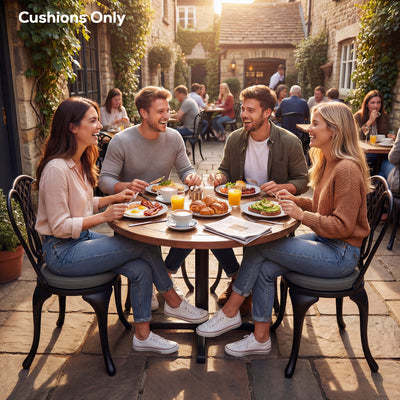 Outsunny Outdoor Bistro Chair Cushions Set of 4 with Removable Cover, 41 x 41 x 5 cm Round Seat Cushions with Ties, Dark Grey 