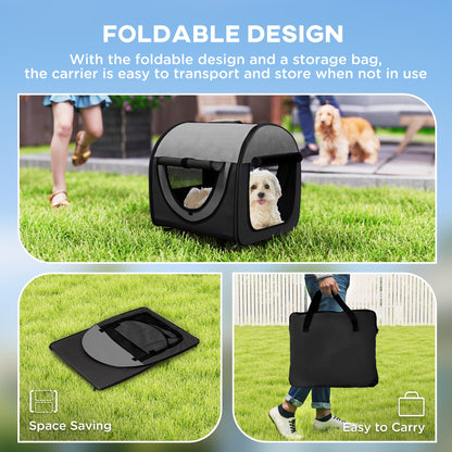 Pawhut Folding Fabric Soft Pet Crate, 46Lx36Wx41H cm - Black 