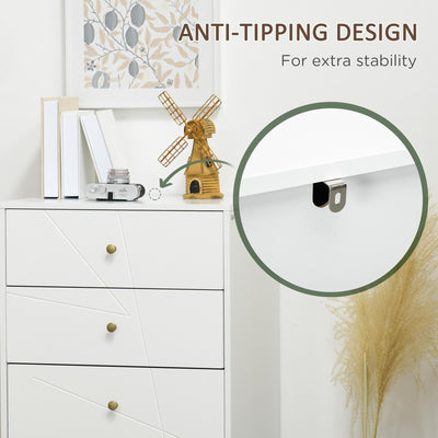 HOMCOM Tall Chest of Drawers, 4-Drawer Dresser for Bedroom, Modern Storage Cabinets with Hairpin Legs, White 