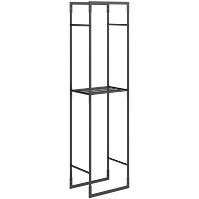 Outsunny Metal Firewood Log Holder, Heavy Duty Firewood Rack with Adjustable Shelf, Indoor Outdoor Fireplace Wood Storage Shelf, 45 x 31 x 170 cm, Black 