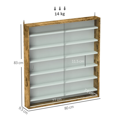 HOMCOM Six Shelf Display Cabinet, with Glass Doors - Brown 