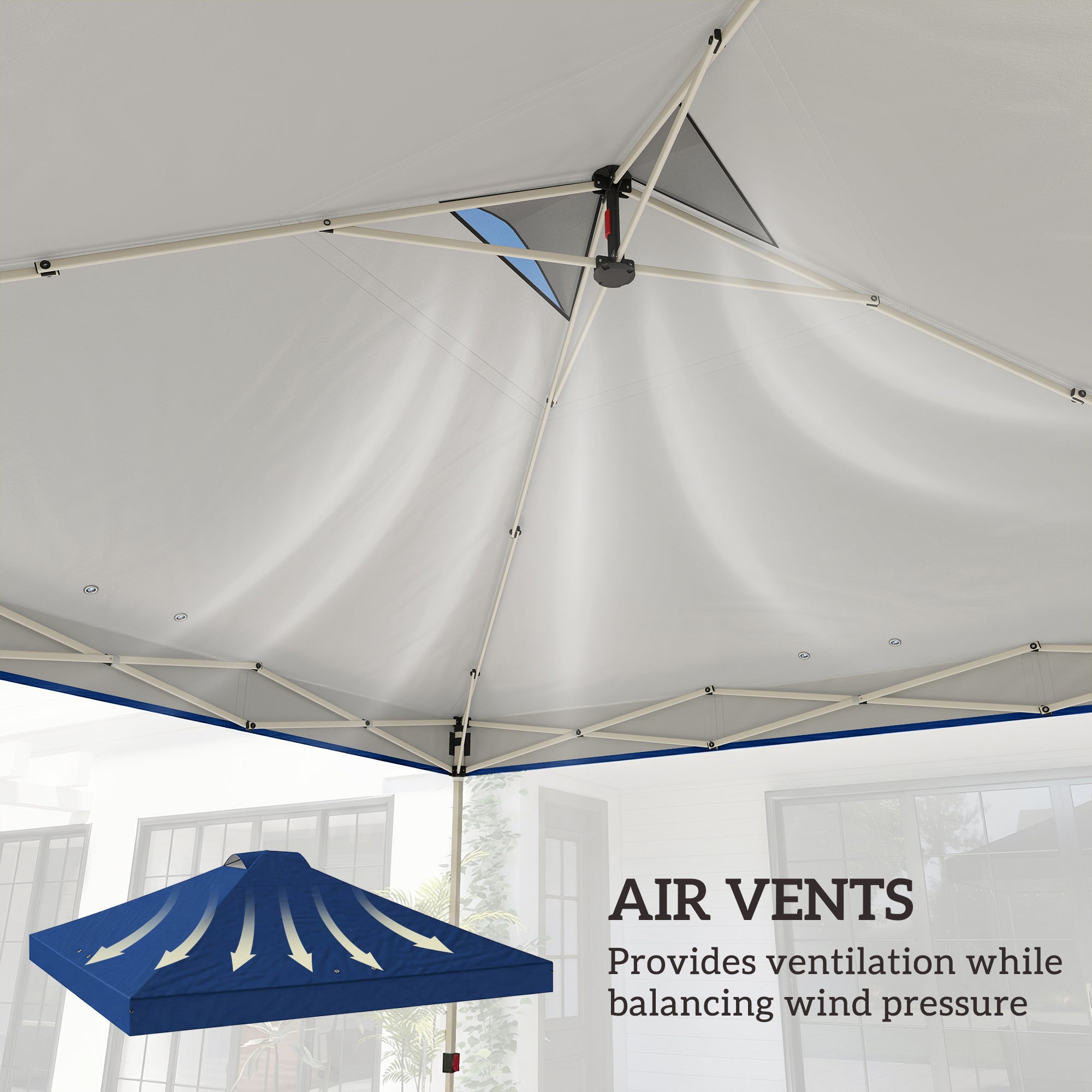 Outsunny Gazebo Roof Replacement UV50+ Waterproof Pop Up Canopy Cover with 8 Drainage Holes 3 x 3 m Blue 
