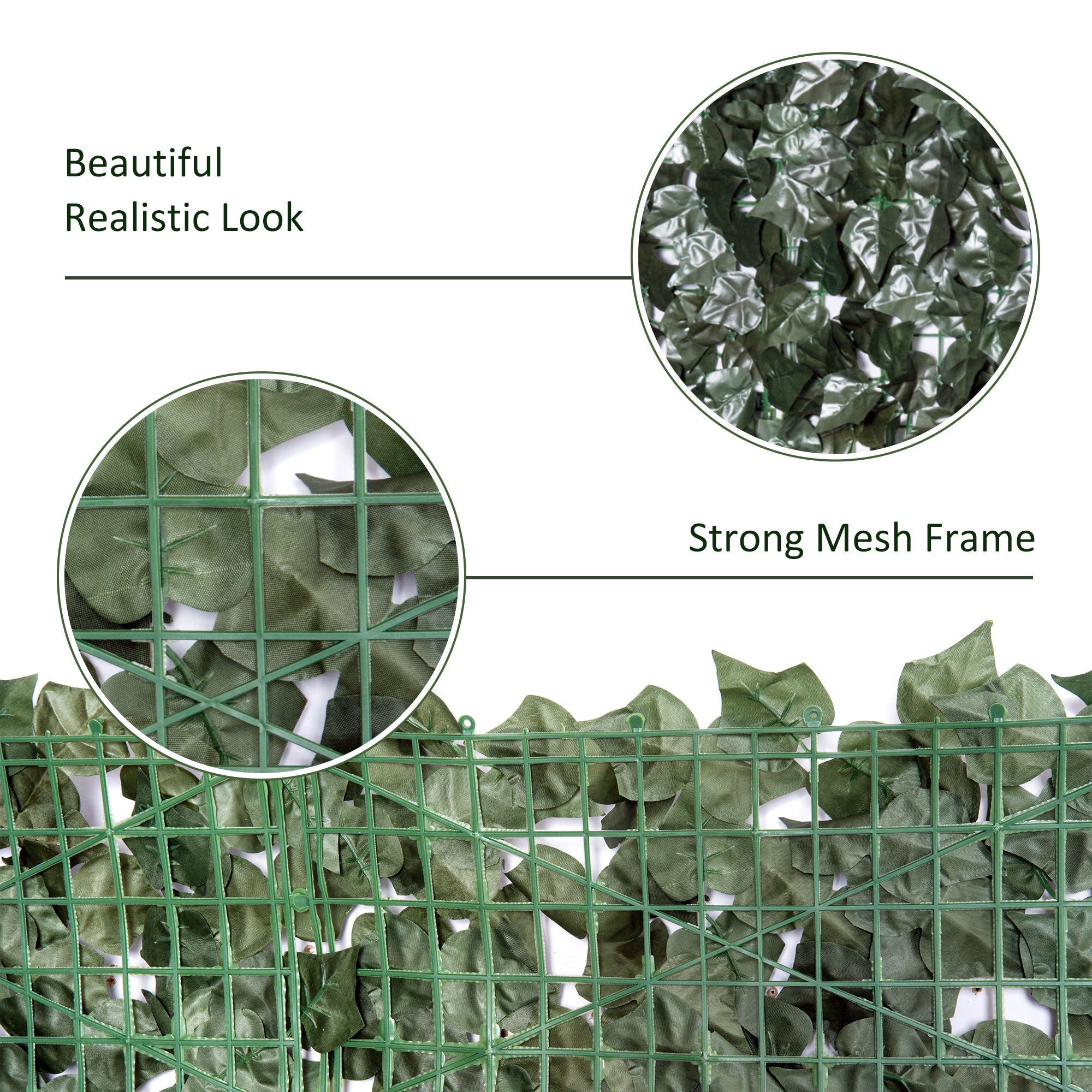 Outsunny 2-Piece Artificial Leaf Hedge Screen Privacy Fence Panel for Garden Outdoor Indoor Decor, Dark Green, 3M x 1.5M 