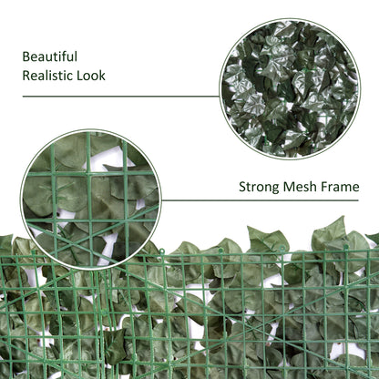 Outsunny 2-Piece Artificial Leaf Hedge Screen Privacy Fence Panel for Garden Outdoor Indoor Decor, Dark Green, 3M x 1.5M 
