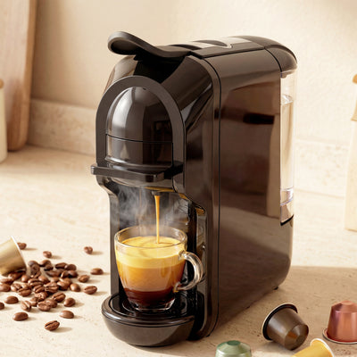 HOMCOM Pod Coffee Machine for Nespresso, Dolce Gusto Capsule & Ground Coffee, Small Semi Automatic Coffee Maker, 19 Bar, 0.6L 