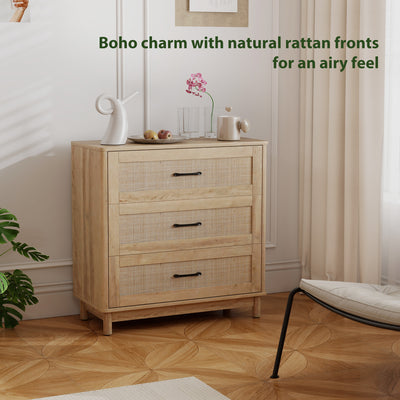 HOMCOM 76 cm Wide Drawer Chest of Drawers with 3 Drawer - Oak 