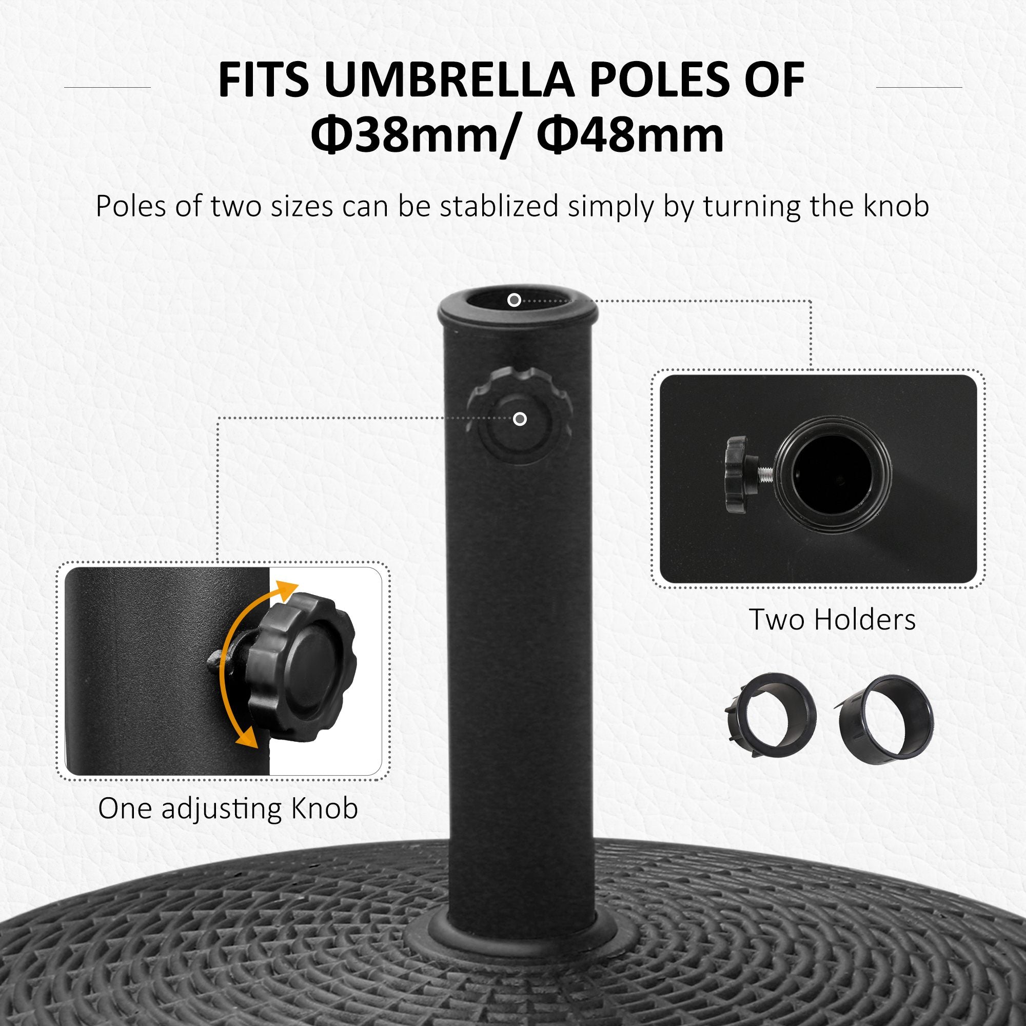 Outsunny 22.7kg Resin Patio Parasol Base Umbrella Stand Weight Deck Garden Sunshade Holder Round w/ Wheels Brakes Outdoor 