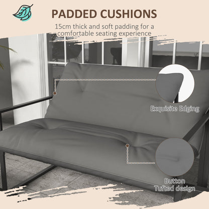 Outsunny Four-Piece Relaxed Back Garden Dining Set - Black/Grey 