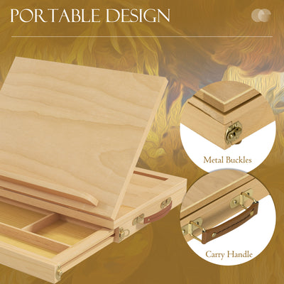 Vinsetto Wooden Table Easel Box, Adjustable Beechwood Table Box Easel with Storage Drawer, Portable Folding Artist Drawing & Sketching Board for Adults, Beginners, Artists Painting 