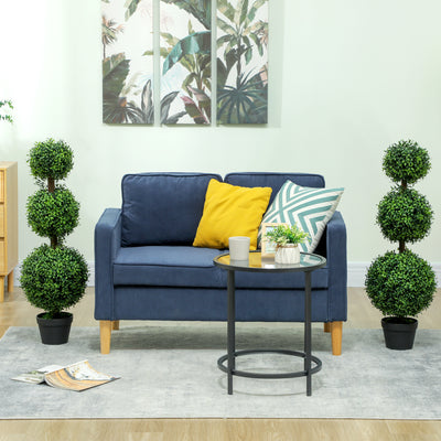 HOMCOM Set of 2 Decorative Artificial Plants, Topiary Ball-shaped Boxwood Trees in Pot, Fake Plants for Home Indoor outdoor Decor, 100cm, Green 