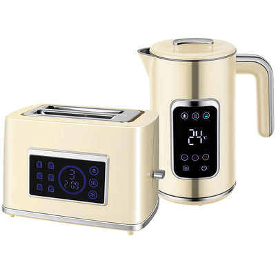 HOMCOM Touch Screen Kettle and Toaster Set - Cream 