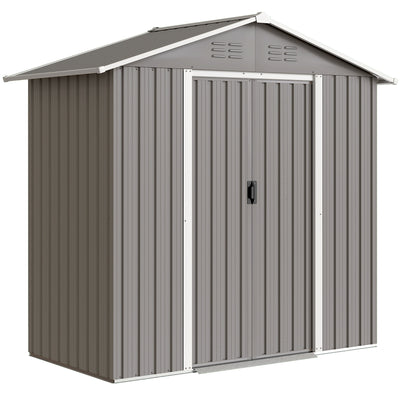 Outsunny 6.5 x 3.5ft Metal Garden Storage Shed - Light Grey 