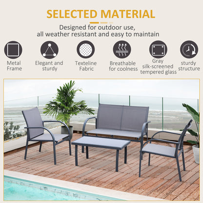 Outsunny Four-Piece Minimal Garden Patio Set - Grey 