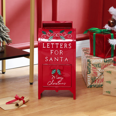HOMCOM A5 Christmas Letter Postbox - Red/White 