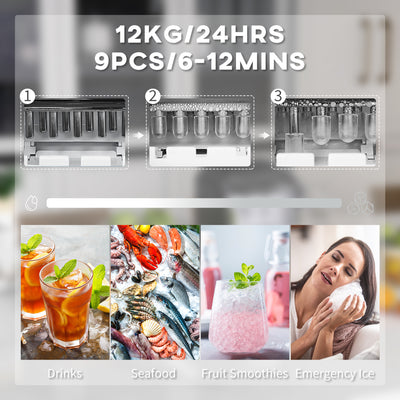 HOMCOM 12kg Countertop Ice Machine, with Scoop 