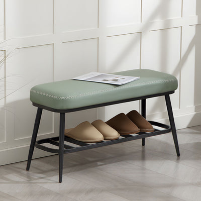 HOMCOM PU Leather Shoe Storage Bench - Green 