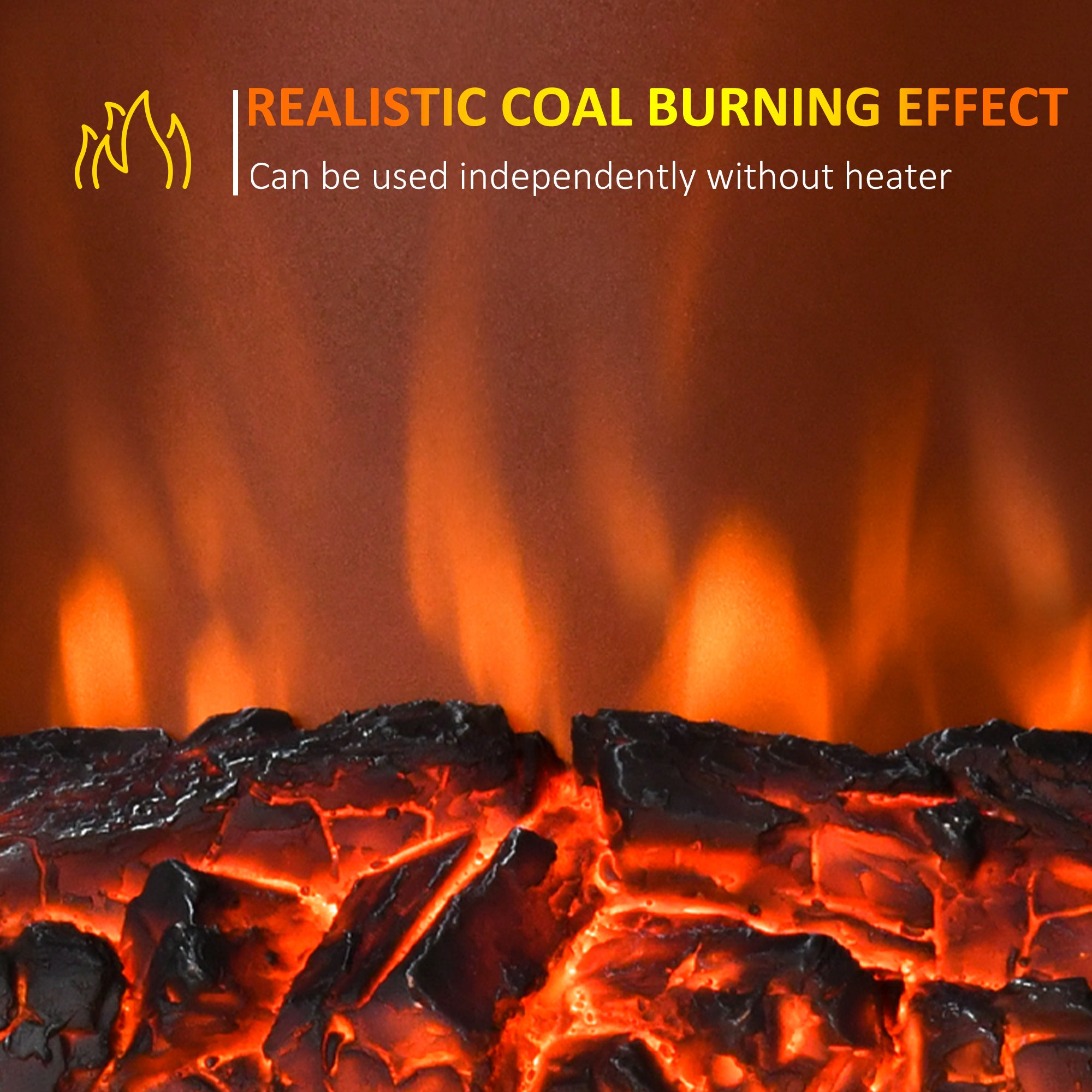 HOMCOM Electric Fireplace LED Light Complete Fire Place Heating Indoor Heater Coal Burning Flame Effect Heat 2000W Max 