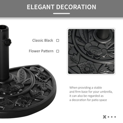 Outsunny 9kg Cement Concrete Half Round Parasol Base Umbrella Stand Garden Outdoor Accessories - Adjustable Coupler Suitable Umbrella Rod: Φ3.5cm, Φ3.8cm, Φ4.8cm 