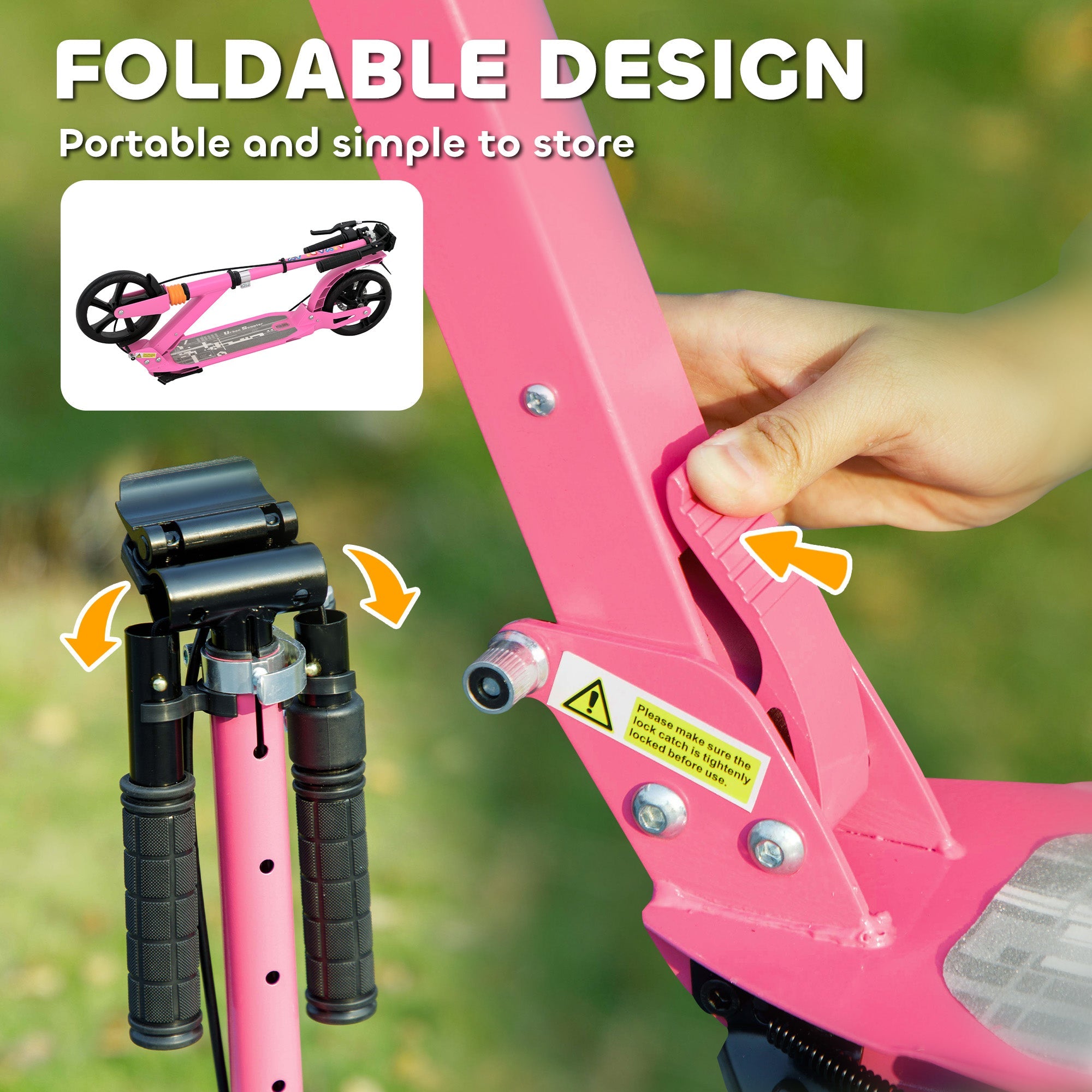 AIYAPLAY Kids Scooter with Four-Level Adjustable Handlebar, Dual Brake System, 200mm Wheels, ABEC-7 Bearings, Pink 
