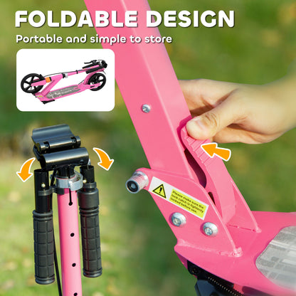 AIYAPLAY Kids Scooter with Four-Level Adjustable Handlebar, Dual Brake System, 200mm Wheels, ABEC-7 Bearings, Pink 