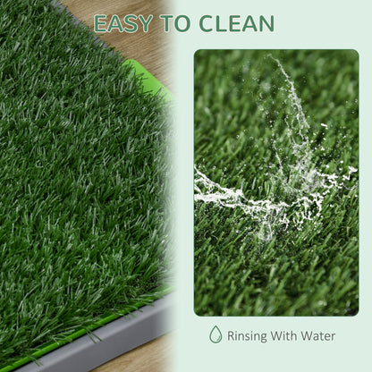 PawHut Artificial Grass Dog Toilet with Tray for Potty Training Indoor Outdoor, 2 Packs, 67 x 41cm 