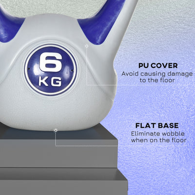 SPORTNOW Kettlebell, 6kg Kettle Bells with Handle for Home Gym Weight Lifting and Strength Training, Purple and Grey 