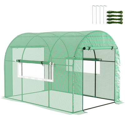 Outsunny 300 x 200cm Walk-In Polytunnel Greenhouse - Green 