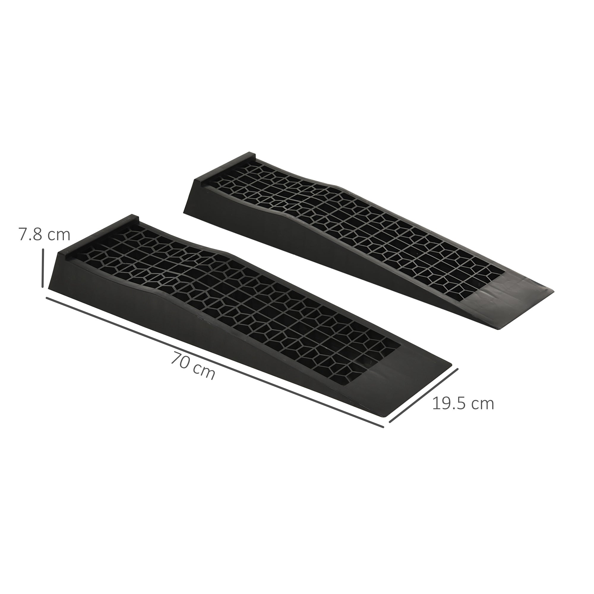 HOMCOM Pair of 2 Low Entrance Plastic Curb Ramps Anti-Slip Surface 3 Ton Capacity Garage Workshop Cars SUVs Small Vans 