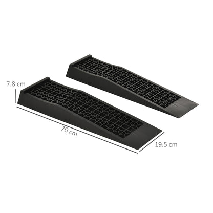 HOMCOM Pair of 2 Low Entrance Plastic Curb Ramps Anti-Slip Surface 3 Ton Capacity Garage Workshop Cars SUVs Small Vans 