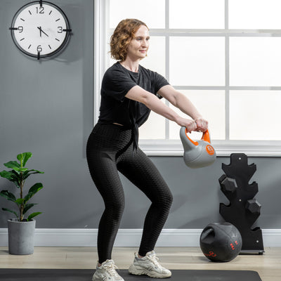 SPORTNOW Kettlebell, 8kg Kettle Bells with Handle for Home Gym Weight Lifting and Strength Training, Orange and Grey 