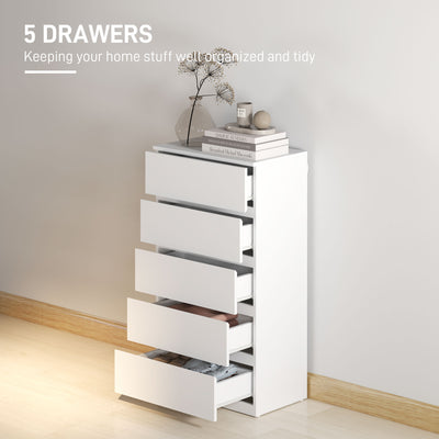 HOMCOM Chest of Drawers, 5-Drawer Storage Cabinets, Modern Dresser, Storage Drawer Unit for Bedroom 