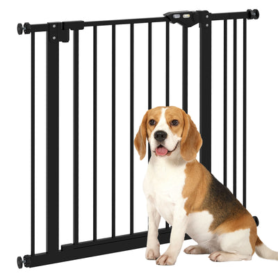 PawHut Metal 74-87cm Wide Adjustable Dog Gate Black 