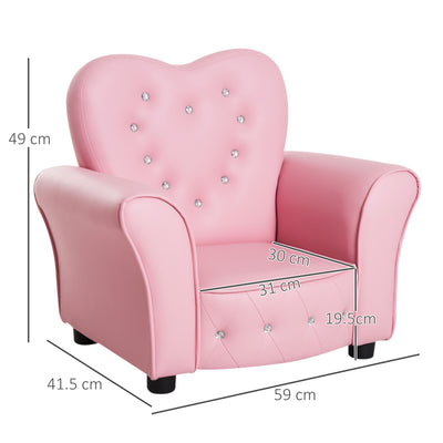 HOMCOM Kids Armchair Toddler Chair Seating Relax Playroom Seater Girl Princess Pink 