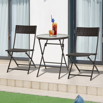 Outsunny 2 Seater Wicker Rattan Bistro Set-Brown 