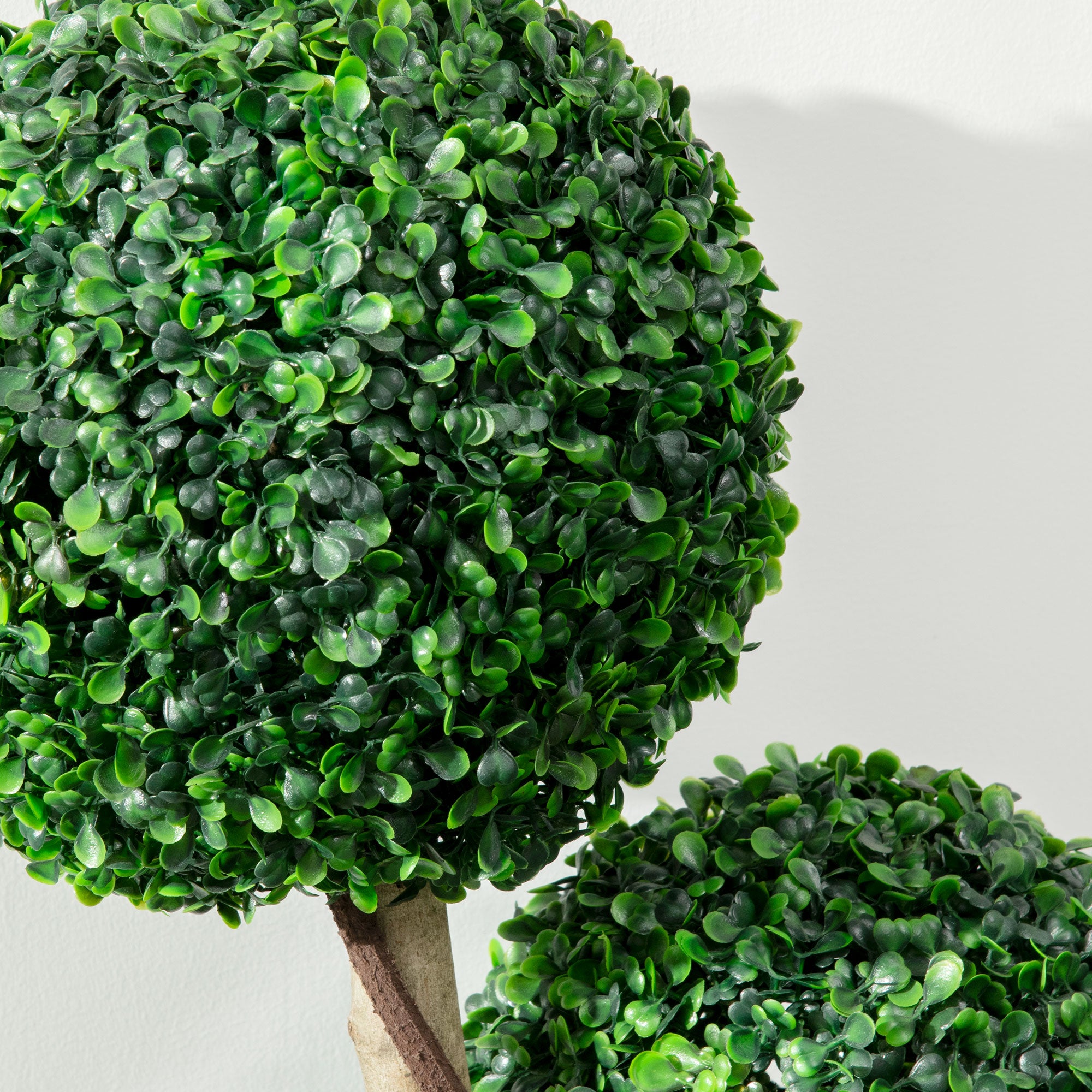 HOMCOM Decorative Artificial Plants Set of 2, Boxwood Ball Topiary Trees in Pot Fake Plants for Home Indoor Outdoor Decor, 90 cm, Dark Green 