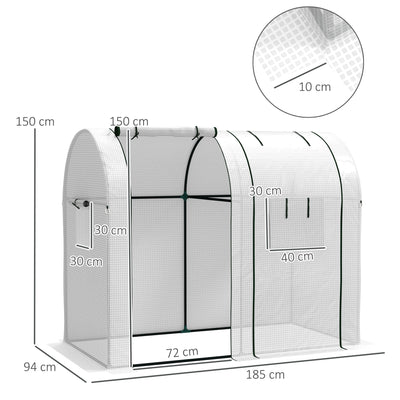 Outsunny 94 x 185cm Mini Two-Room Greenhouse - White 