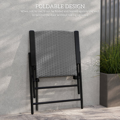 Outsunny Set of Two Folding Rattan Seat Chairs - Grey 